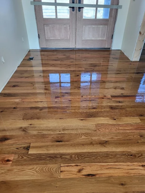 Newly finished oak solid flooring