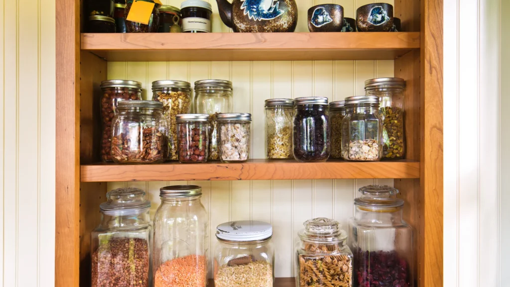 Pantry Storage Shelves in Residential Kitchen